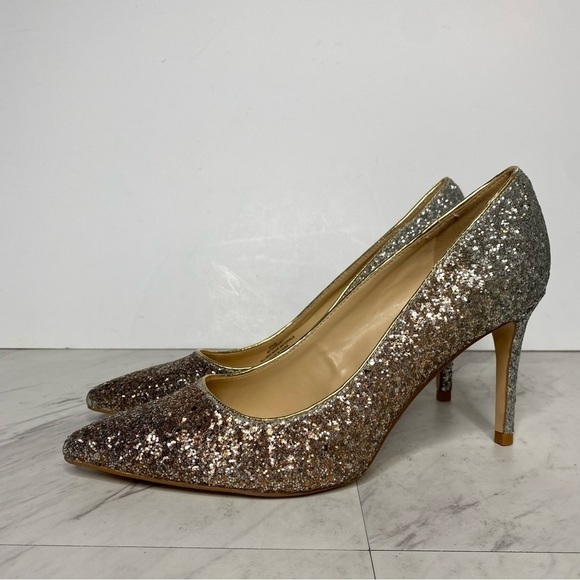 Marc Fisher Darreny Pointy Toe Gold Silver Glitter Pump 9 1/2 - Picture 13 of 13